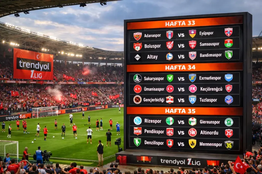 Trendyol 1. Lig 2026’nın 33, 34 ve 35. Haftaları İçin Maç Takvimi Belirtildi